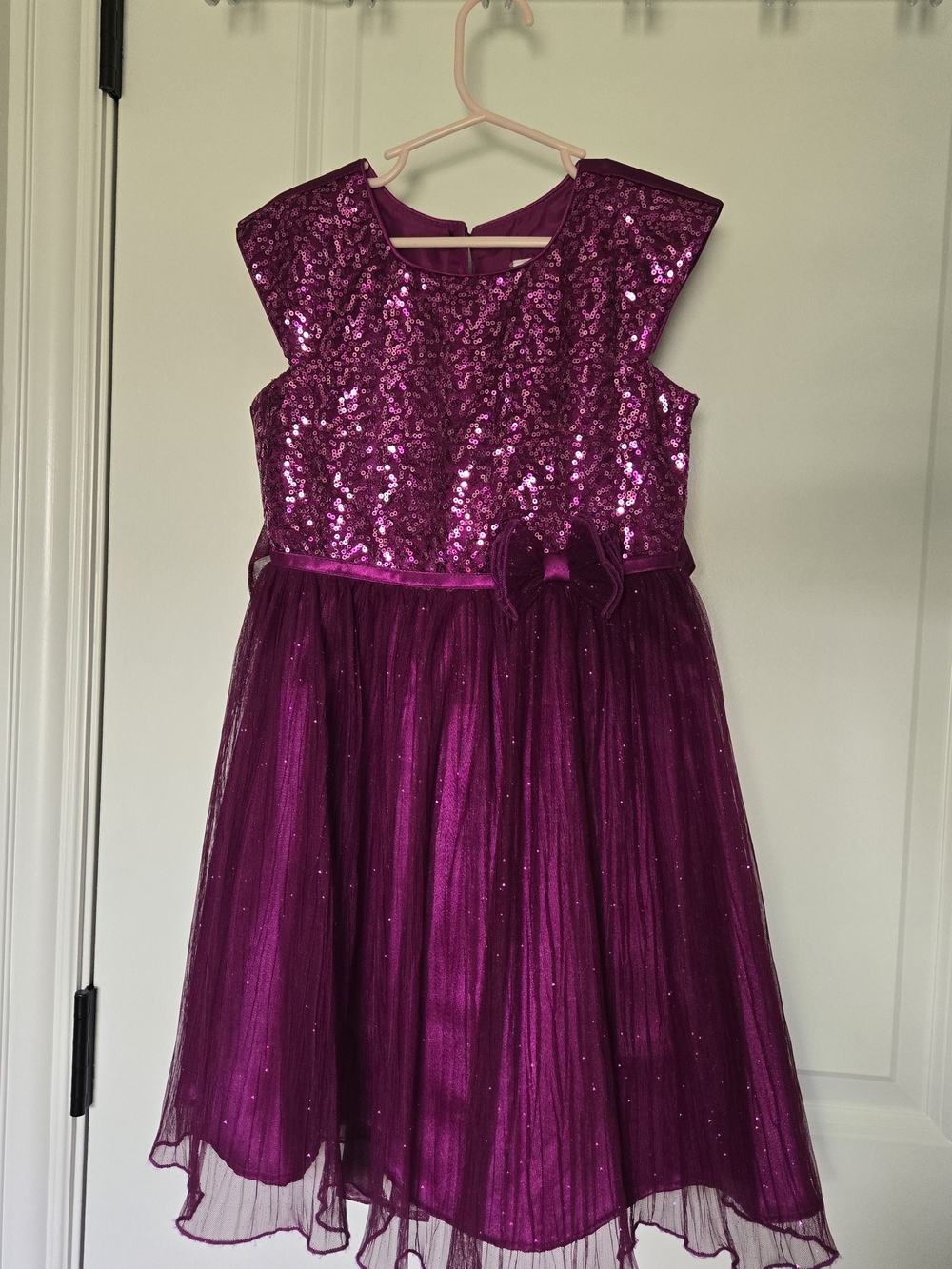 Jona Michelle Girls' Size 6 Magenta Sequin & Tulle Party Dress
